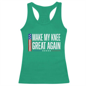 Make My Knee Great Again Funny Broken Knee Surgery Recovery Racerback Tank Top Vintage USA Flag Patriotic