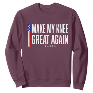 Make My Knee Great Again Funny Broken Knee Surgery Recovery Sweatshirt Vintage USA Flag Patriotic