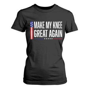 Make My Knee Great Again Funny Broken Knee Surgery Recovery T Shirt For Women Vintage USA Flag Patriotic
