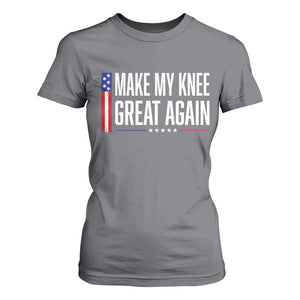 Make My Knee Great Again Funny Broken Knee Surgery Recovery T Shirt For Women Vintage USA Flag Patriotic