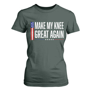 Make My Knee Great Again Funny Broken Knee Surgery Recovery T Shirt For Women Vintage USA Flag Patriotic