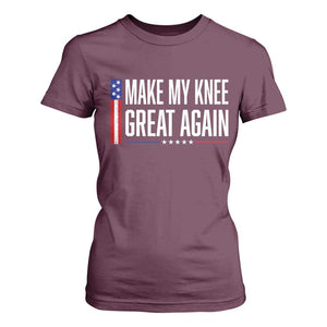 Make My Knee Great Again Funny Broken Knee Surgery Recovery T Shirt For Women Vintage USA Flag Patriotic