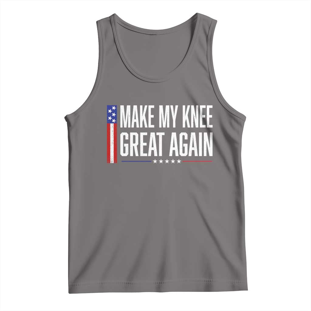 Make My Knee Great Again Funny Broken Knee Surgery Recovery Tank Top Vintage USA Flag Patriotic