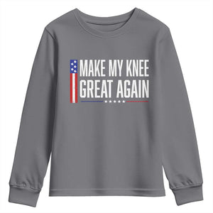 Make My Knee Great Again Funny Broken Knee Surgery Recovery Youth Sweatshirt Vintage USA Flag Patriotic