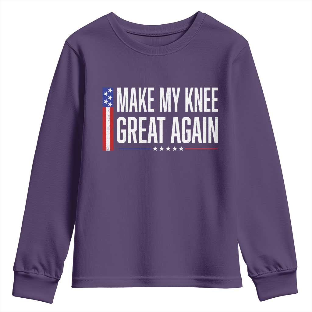 Make My Knee Great Again Funny Broken Knee Surgery Recovery Youth Sweatshirt Vintage USA Flag Patriotic