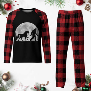 Bigfoot Walking Unicorn Plaid Pajama Set Full Moon Sasquatch Fantasy Forest Silhouette TS10 Buffalo Plaid Print Your Wear