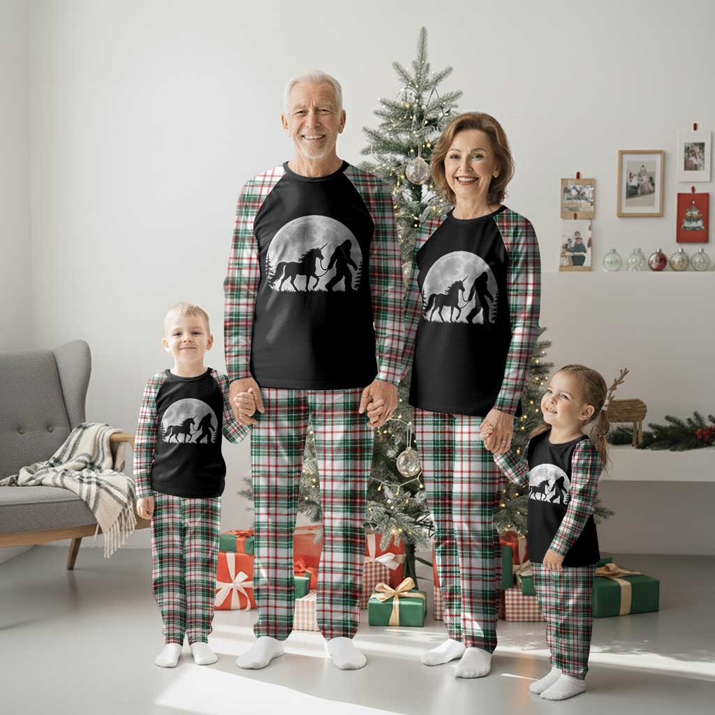 Bigfoot Walking Unicorn Plaid Pajama Set Full Moon Sasquatch Fantasy Forest Silhouette TS10 Christmas Plaid Print Your Wear