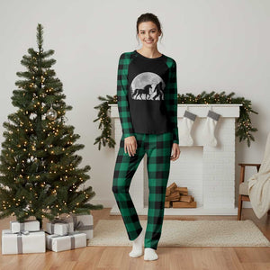Bigfoot Walking Unicorn Plaid Pajama Set Full Moon Sasquatch Fantasy Forest Silhouette TS10 Green Plaid Print Your Wear