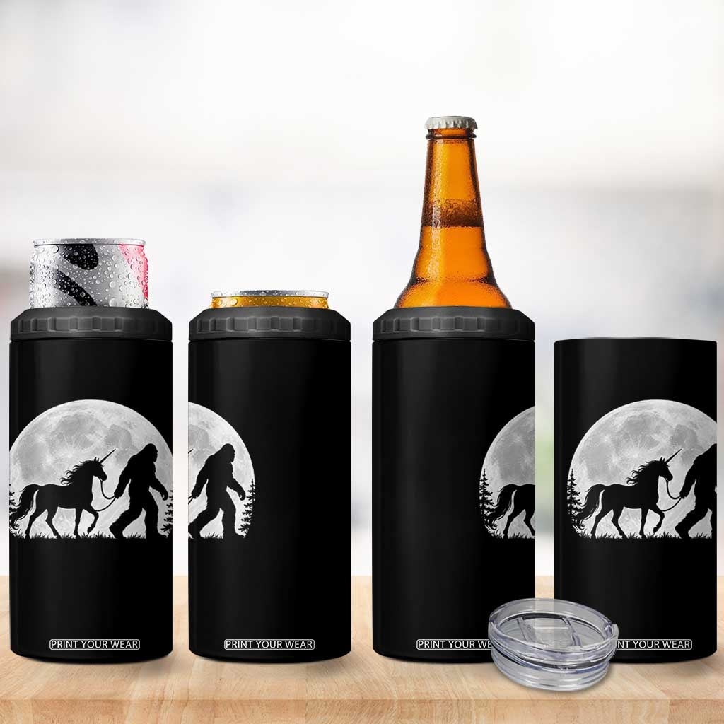 Bigfoot Walking Unicorn 4 in 1 Can Cooler Tumbler Full Moon Sasquatch Fantasy Forest Silhouette TS10 Print Your Wear