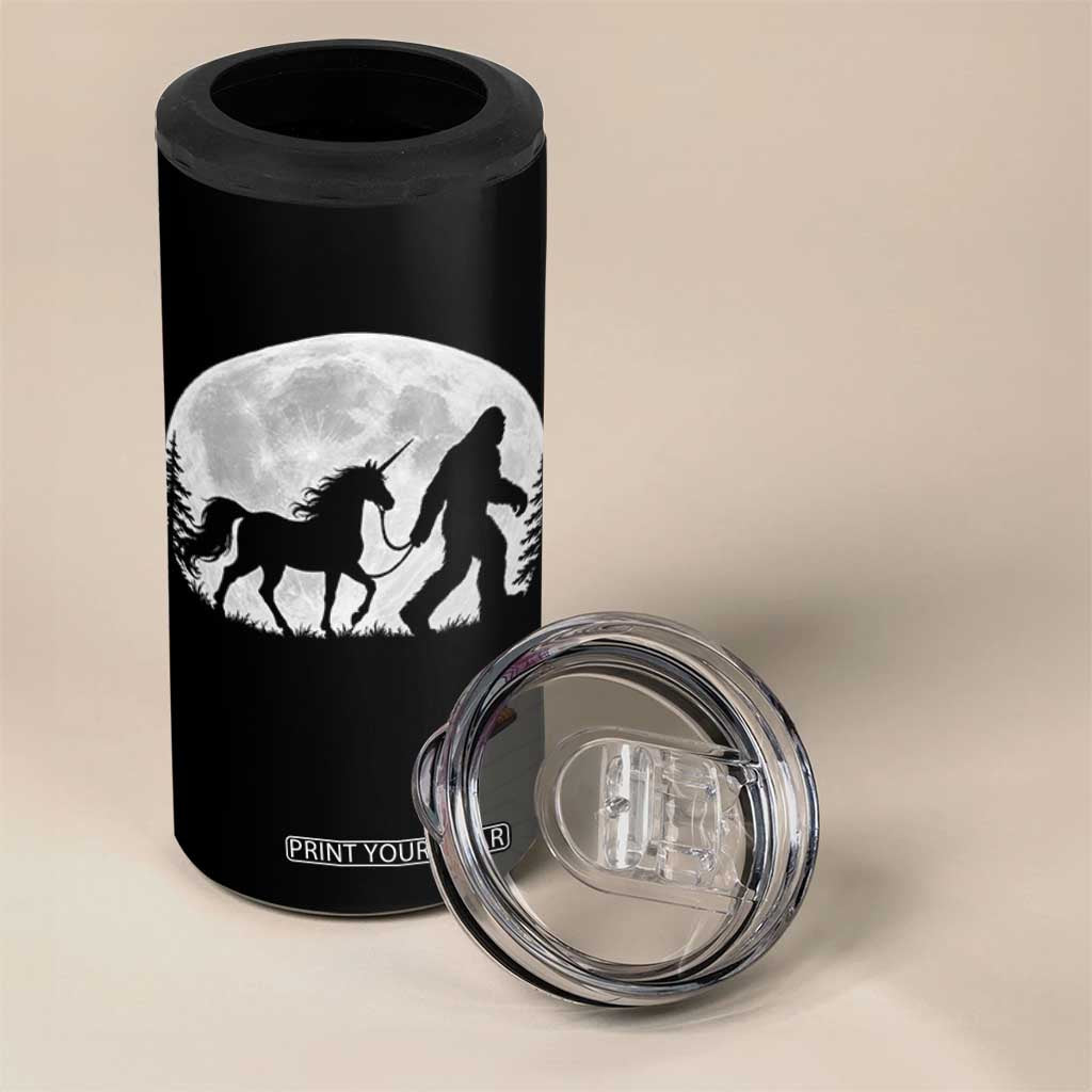 Bigfoot Walking Unicorn 4 in 1 Can Cooler Tumbler Full Moon Sasquatch Fantasy Forest Silhouette TS10 Print Your Wear