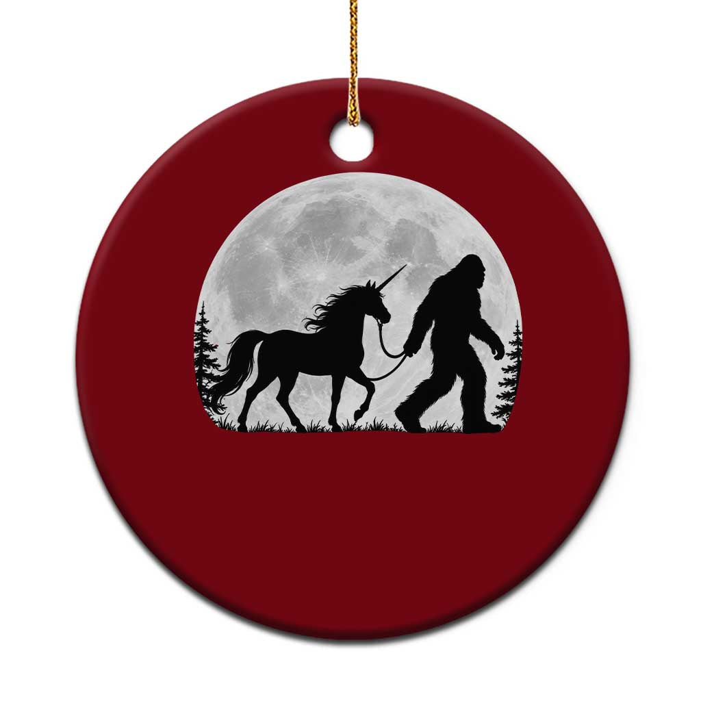 Bigfoot Walking Unicorn Ceramic Ornament Full Moon Sasquatch Fantasy Forest Silhouette TS10 1pc Red Print Your Wear