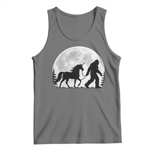 Bigfoot Walking Unicorn Tank Top Full Moon Sasquatch Fantasy Forest Silhouette TS10 Black Heather Print Your Wear