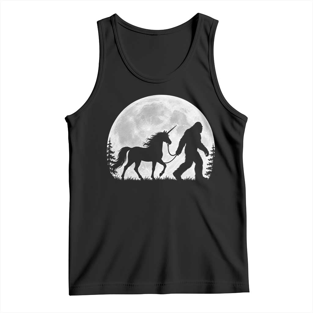 Bigfoot Walking Unicorn Tank Top Full Moon Sasquatch Fantasy Forest Silhouette TS10 Black Print Your Wear