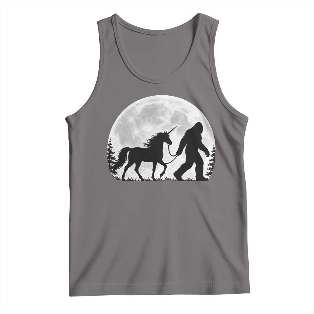Bigfoot Walking Unicorn Tank Top Full Moon Sasquatch Fantasy Forest Silhouette TS10 Deep Heather Print Your Wear