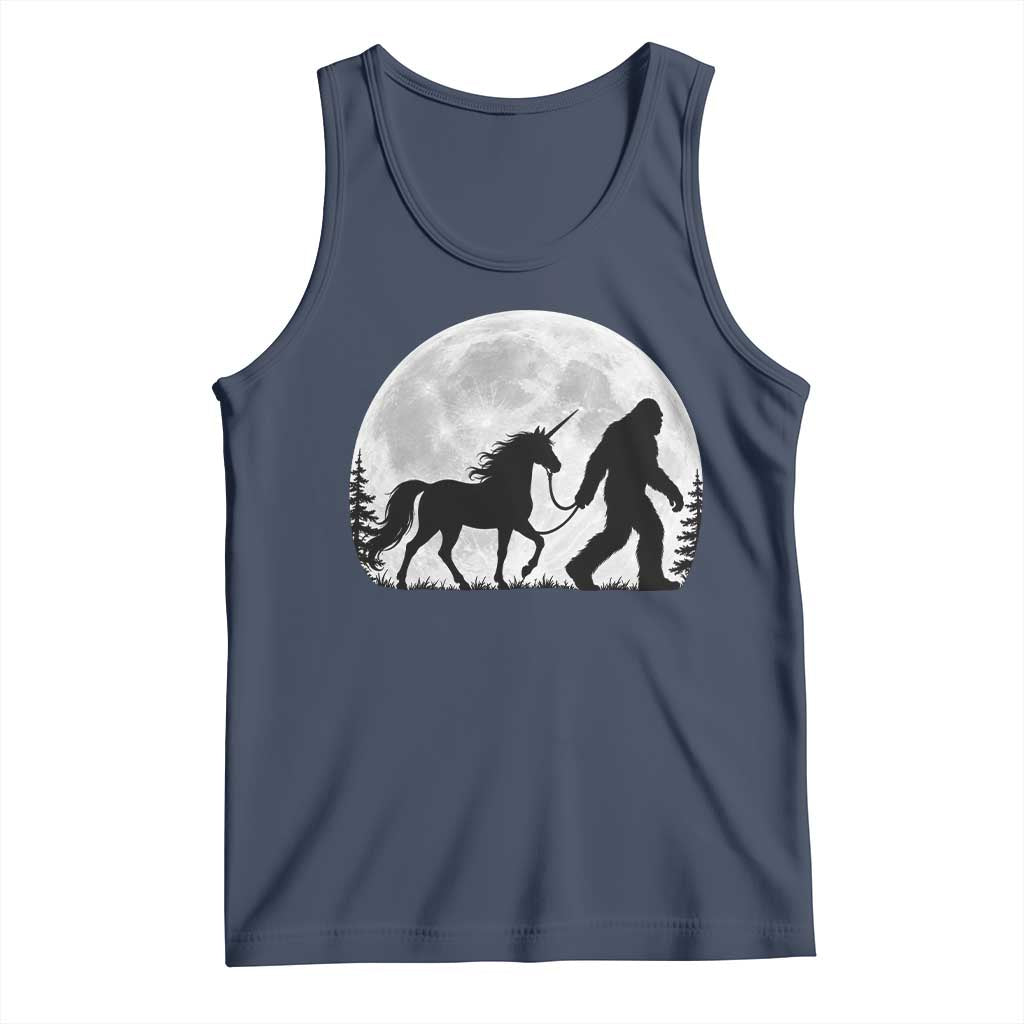 Bigfoot Walking Unicorn Tank Top Full Moon Sasquatch Fantasy Forest Silhouette TS10 Navy Print Your Wear