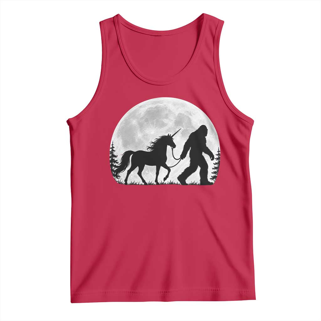 Bigfoot Walking Unicorn Tank Top Full Moon Sasquatch Fantasy Forest Silhouette TS10 Red Print Your Wear