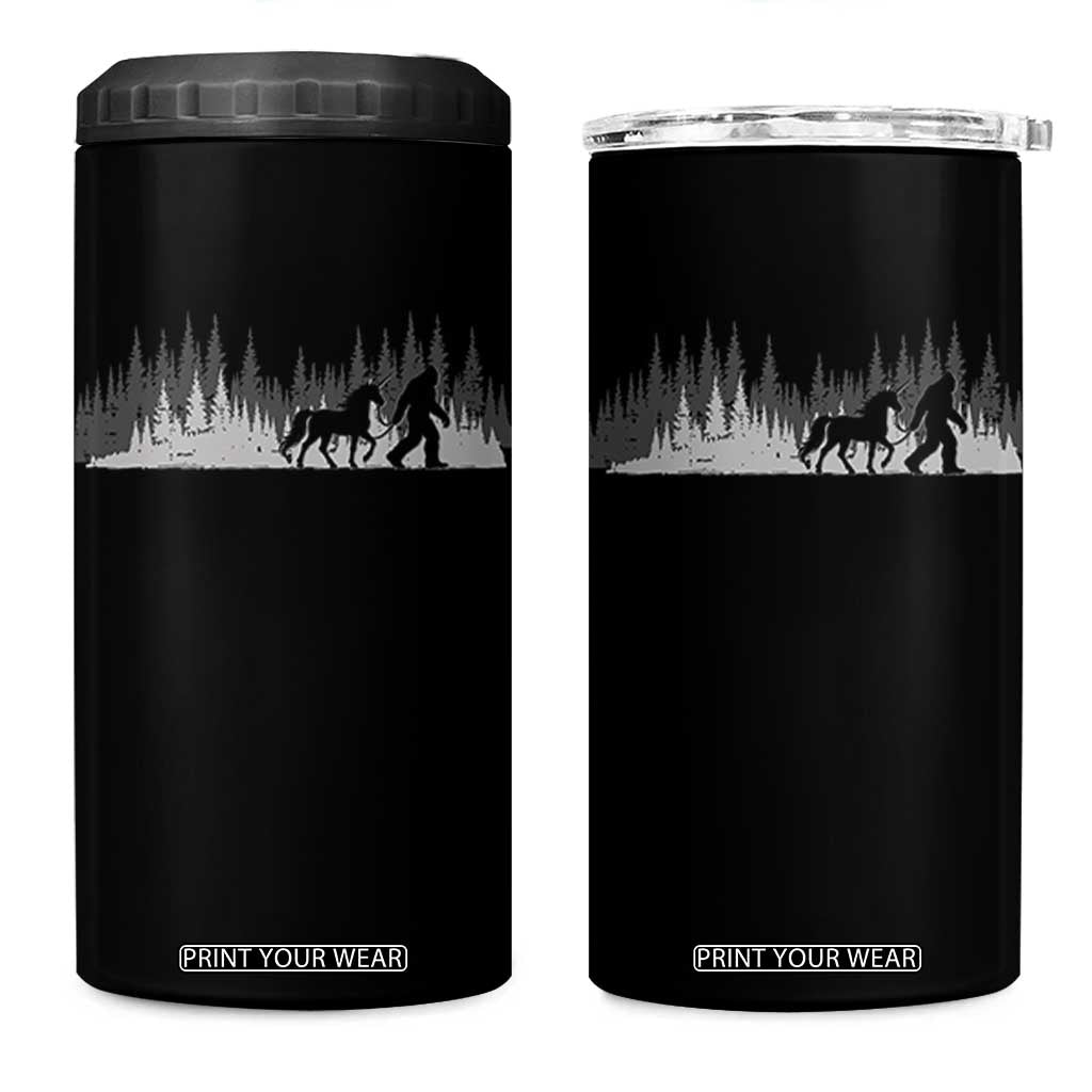 Bigfoot Walking Unicorn 4 in 1 Can Cooler Tumbler Vintage Sasquatch Fantasy Forest Silhouette TS10 One Size: 16 oz Black Print Your Wear
