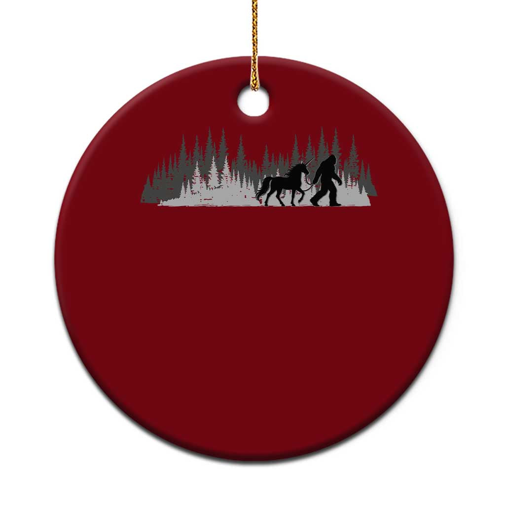 Bigfoot Walking Unicorn Ceramic Ornament Vintage Sasquatch Fantasy Forest Silhouette TS10 1pc Red Print Your Wear