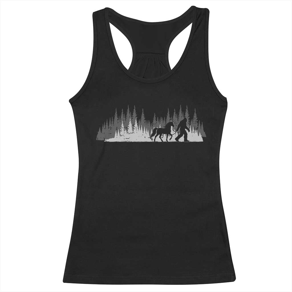 Bigfoot Walking Unicorn Racerback Tank Top Vintage Sasquatch Fantasy Forest Silhouette TS10 Black Print Your Wear