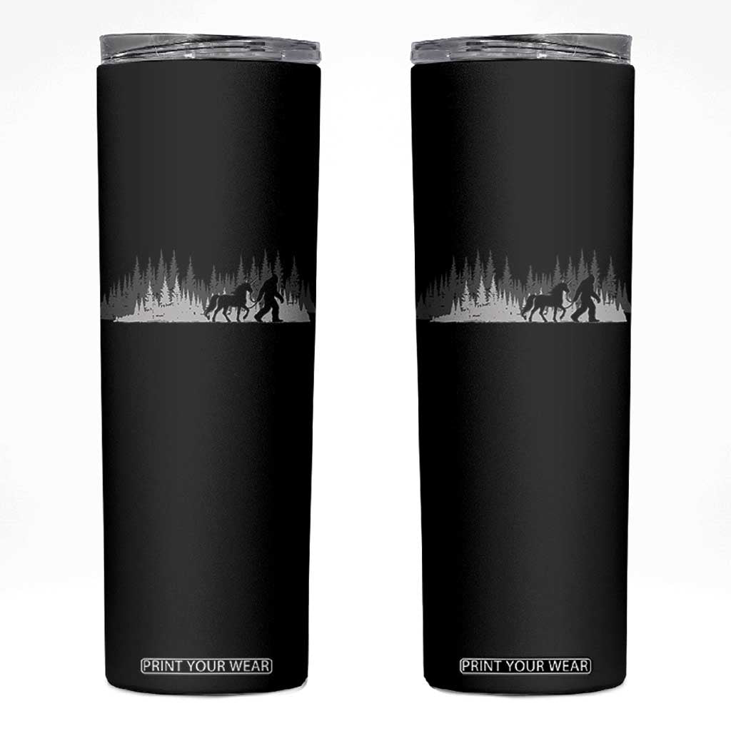 Bigfoot Walking Unicorn Skinny Tumbler Vintage Sasquatch Fantasy Forest Silhouette TS10 Black Print Your Wear