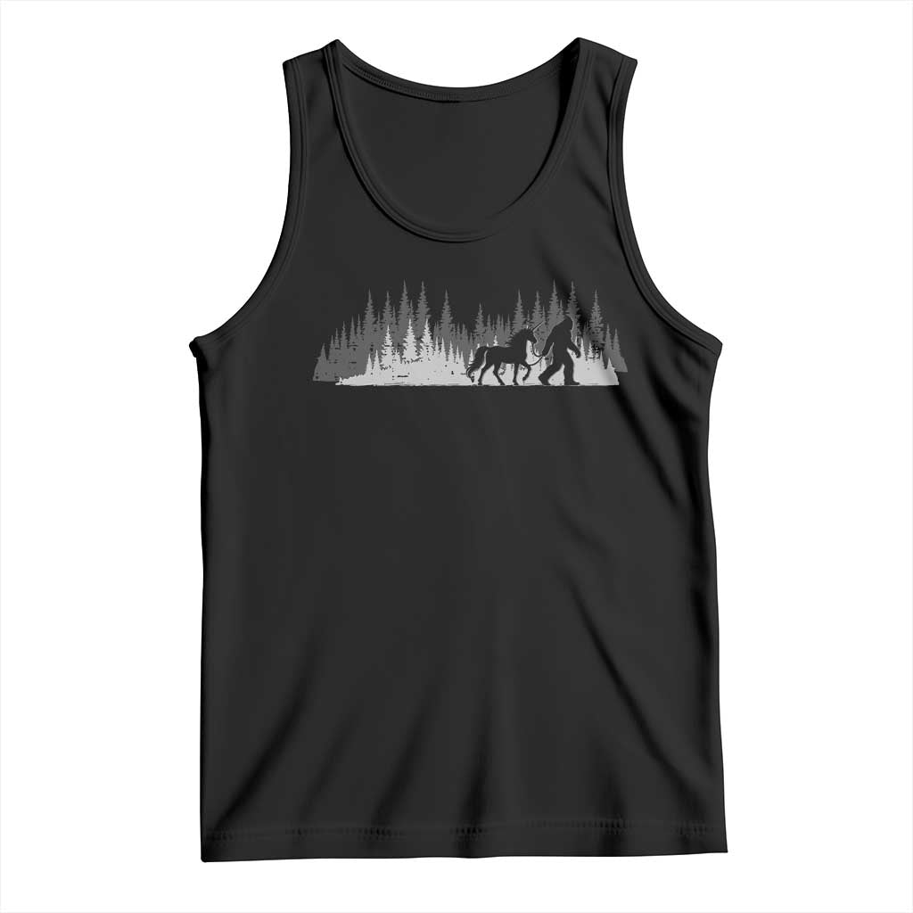Bigfoot Walking Unicorn Tank Top Vintage Sasquatch Fantasy Forest Silhouette TS10 Black Print Your Wear