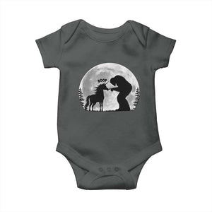 Bigfoot Boop Unicorn Baby Onesie Funny Sasquatch Full Moon Fantasy Forest Silhouette TS10 Dark Heather Print Your Wear