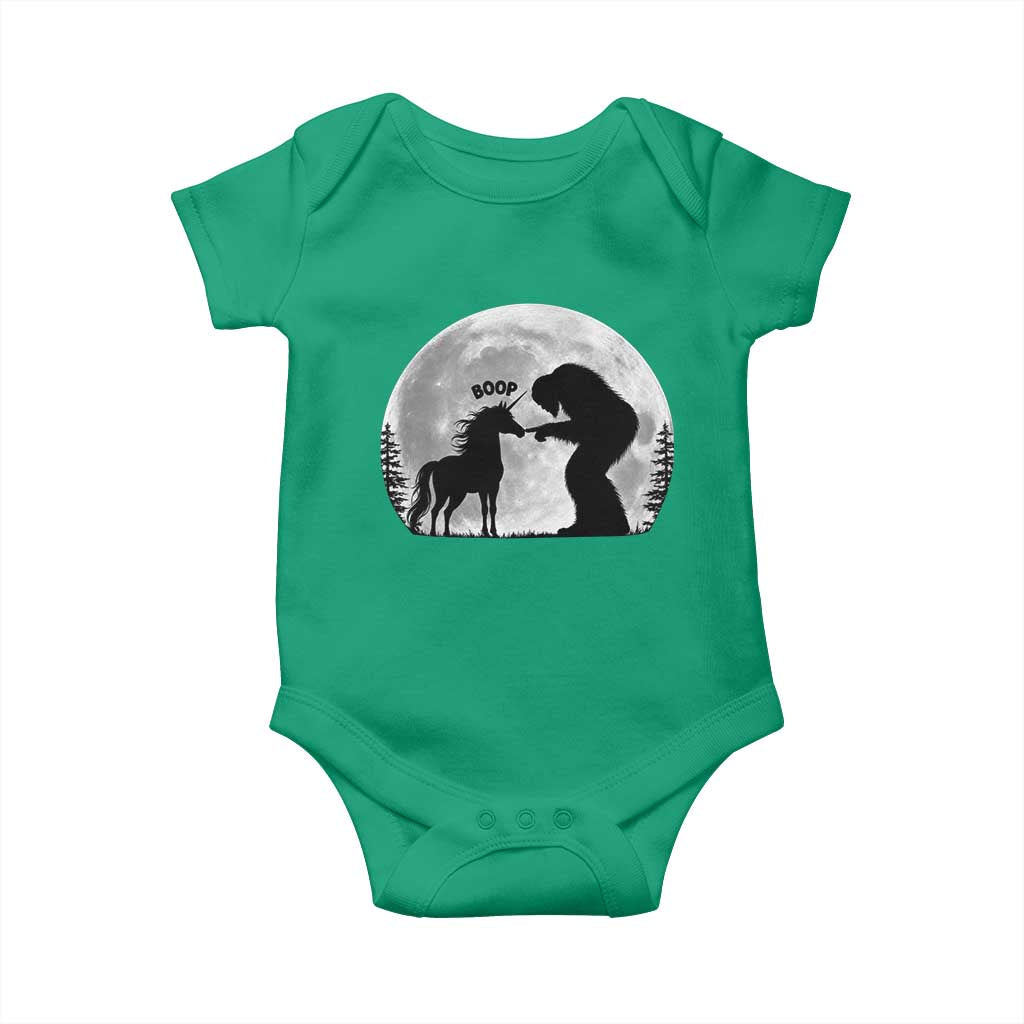 Bigfoot Boop Unicorn Baby Onesie Funny Sasquatch Full Moon Fantasy Forest Silhouette TS10 Irish Green Print Your Wear
