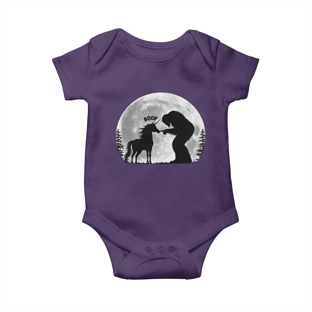 Bigfoot Boop Unicorn Baby Onesie Funny Sasquatch Full Moon Fantasy Forest Silhouette TS10 Purple Print Your Wear