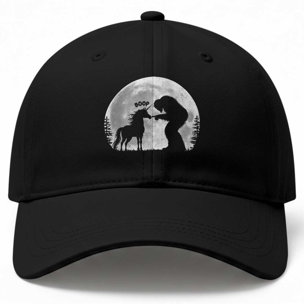 Bigfoot Boop Unicorn Baseball Cap Funny Sasquatch Full Moon Fantasy Forest Silhouette TS10 Print Your Wear