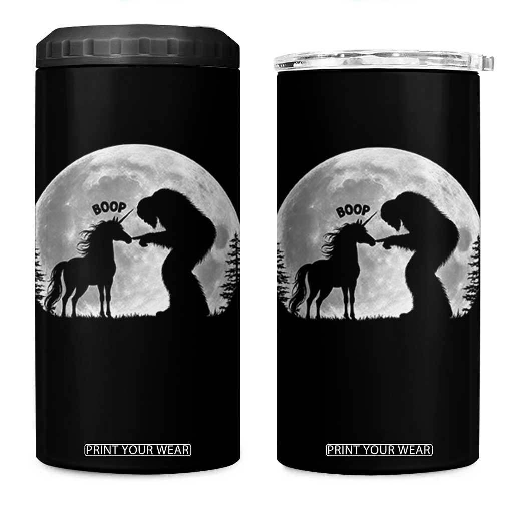 Bigfoot Boop Unicorn 4 in 1 Can Cooler Tumbler Funny Sasquatch Full Moon Fantasy Forest Silhouette TS10 One Size: 16 oz Black Print Your Wear
