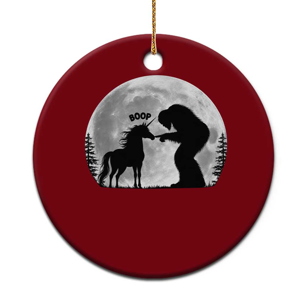 Bigfoot Boop Unicorn Ceramic Ornament Funny Sasquatch Full Moon Fantasy Forest Silhouette TS10 1pc Red Print Your Wear