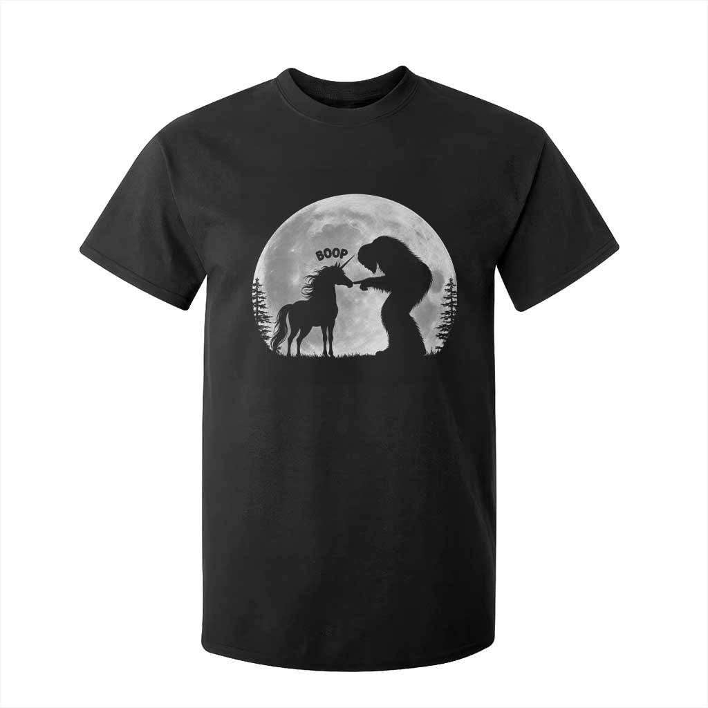 Bigfoot Boop Unicorn T Shirt For Kid Funny Sasquatch Full Moon Fantasy Forest Silhouette TS10 Black Print Your Wear