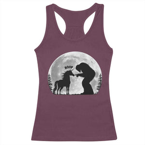 Bigfoot Boop Unicorn Racerback Tank Top Funny Sasquatch Full Moon Fantasy Forest Silhouette TS10 Maroon Print Your Wear