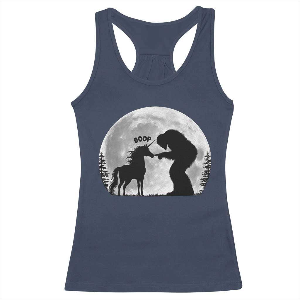 Bigfoot Boop Unicorn Racerback Tank Top Funny Sasquatch Full Moon Fantasy Forest Silhouette TS10 Navy Print Your Wear