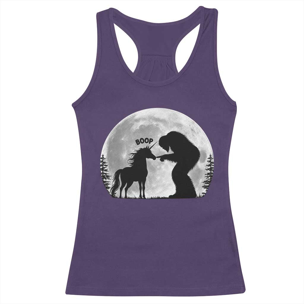 Bigfoot Boop Unicorn Racerback Tank Top Funny Sasquatch Full Moon Fantasy Forest Silhouette TS10 Purple Print Your Wear