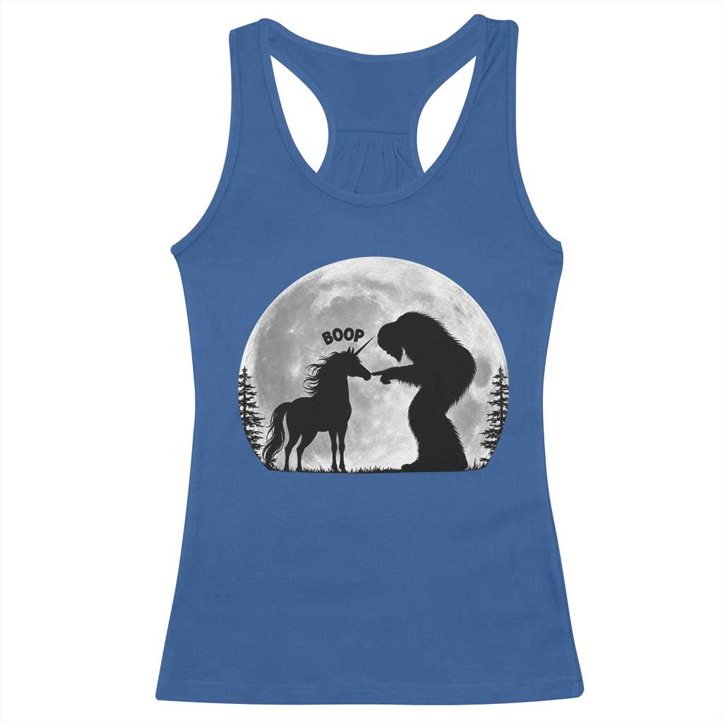 Bigfoot Boop Unicorn Racerback Tank Top Funny Sasquatch Full Moon Fantasy Forest Silhouette TS10 Royal Blue Print Your Wear