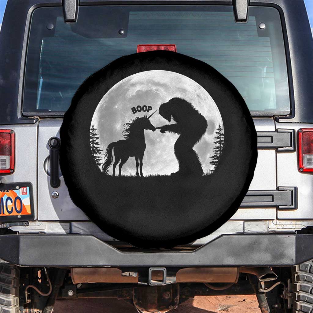 Bigfoot Boop Unicorn Spare Tire Cover Funny Sasquatch Full Moon Fantasy Forest Silhouette TS10 No hole Black Print Your Wear