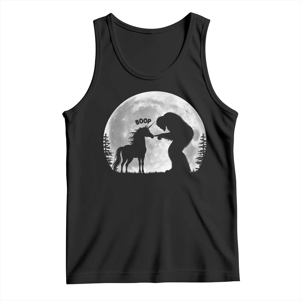 Bigfoot Boop Unicorn Tank Top Funny Sasquatch Full Moon Fantasy Forest Silhouette TS10 Black Print Your Wear