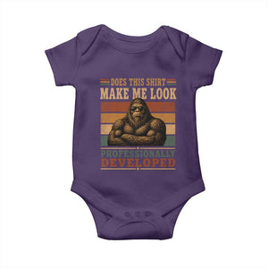 Does This Make Me Look Professionally Developed Funny Bigfoot Baby Onesie Sasquatch Retro Humor