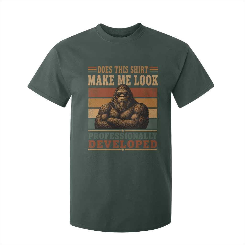 Does This Make Me Look Professionally Developed Funny Bigfoot T Shirt For Kid Sasquatch Retro Humor