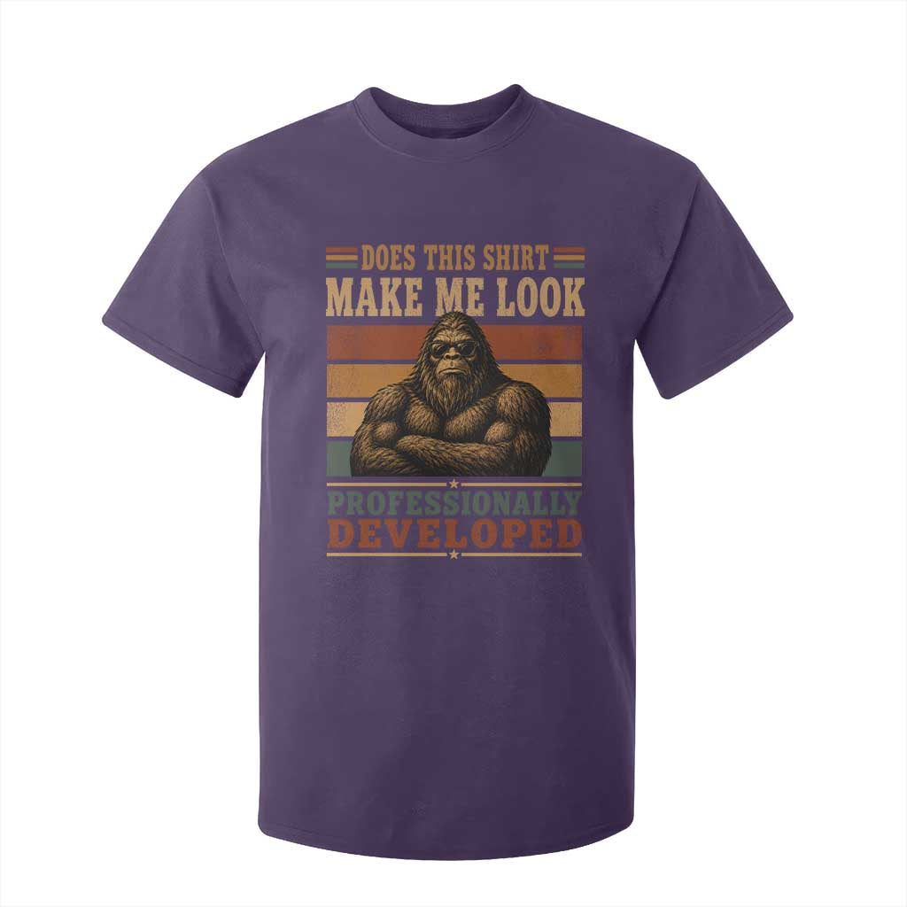 Does This Make Me Look Professionally Developed Funny Bigfoot T Shirt For Kid Sasquatch Retro Humor