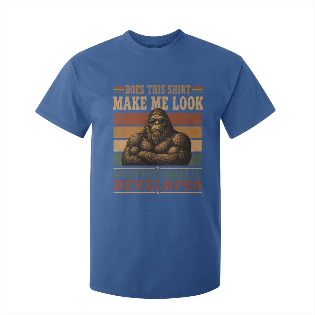 Does This Make Me Look Professionally Developed Funny Bigfoot T Shirt For Kid Sasquatch Retro Humor
