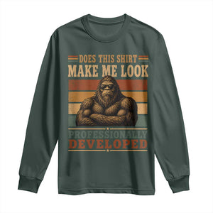 Does This Make Me Look Professionally Developed Funny Bigfoot Long Sleeve Shirt Sasquatch Retro Humor