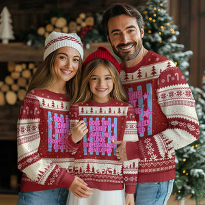 Does This Make Me Look Professionally Developed Ugly Christmas Sweater Funny Retro Groovy Pink Graphic TS10 Red Beige Print Your Wear
