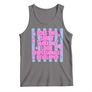 Does This Make Me Look Professionally Developed Tank Top Funny Retro Groovy Pink Graphic TS10 Deep Heather Print Your Wear