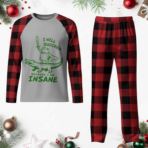 I Will Succeed Because I Am Insane Frog Crocodile Plaid Pajama Set
