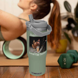 Support Local Dealer Chicken Farmer Flip Straw Tumbler Funny Animal Graphic Chicken Drinking Iced Coffee