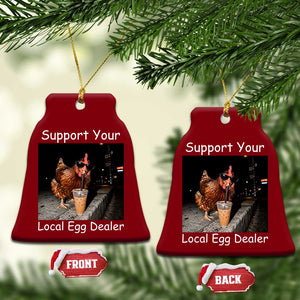 Support Local Dealer Chicken Farmer Ceramic Ornament Funny Animal Graphic Chicken Drinking Iced Coffee