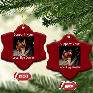 Support Local Dealer Chicken Farmer Ceramic Ornament Funny Animal Graphic Chicken Drinking Iced Coffee