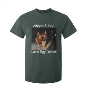 Support Local Dealer Chicken Farmer T Shirt For Kid Funny Animal Graphic Chicken Drinking Iced Coffee